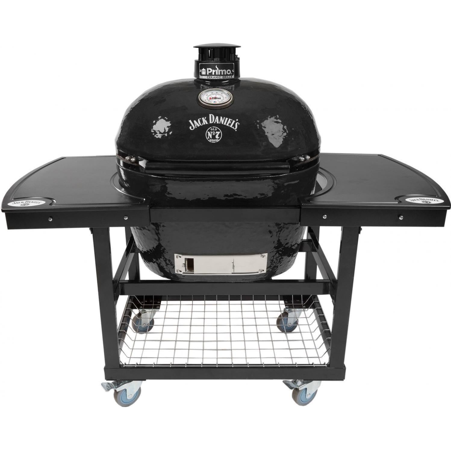 Jack Daniels Oval XL 400 Ceramic Kamado Grill with Steel Cart