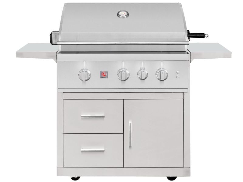 Summerset TRL Pro 32-Inch 3 Burner Freestanding Gas Grill With Rear Infrared Burner and Rotisserie Kit On Deluxe Cart