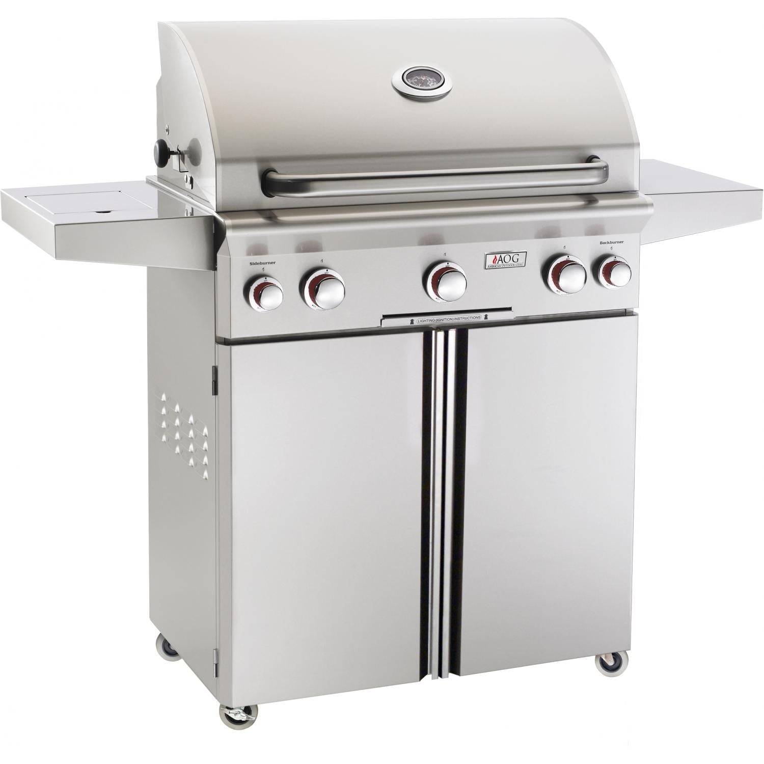 American Outdoor T-Series Grill 30-Inch Freestanding Grill With Rotisserie Backburner and Side Burner