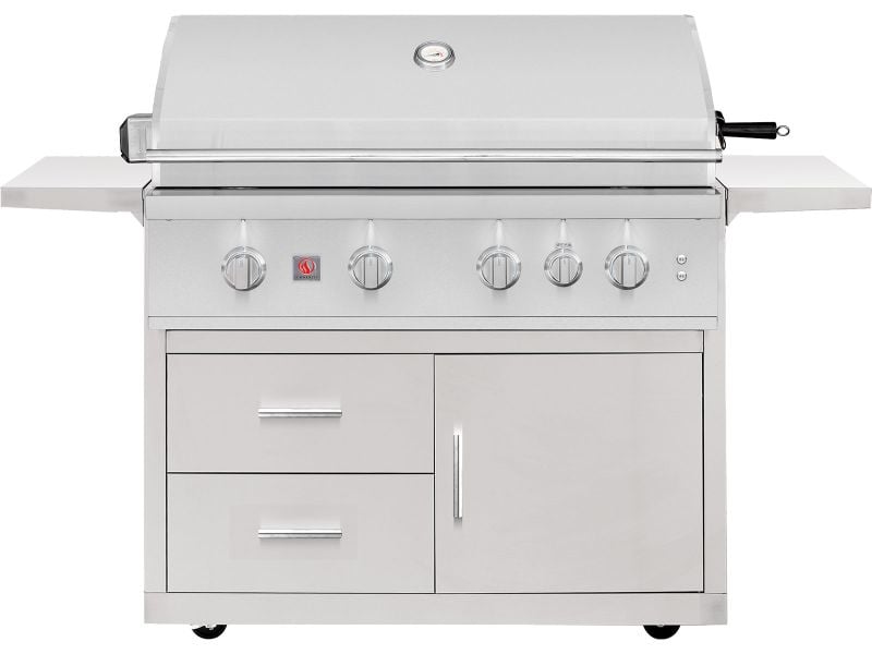 Summerset TRL Pro 40-Inch 4 Burner Freestanding Gas Grill With Rear Infrared Burner and Rotisserie Kit On Deluxe Cart