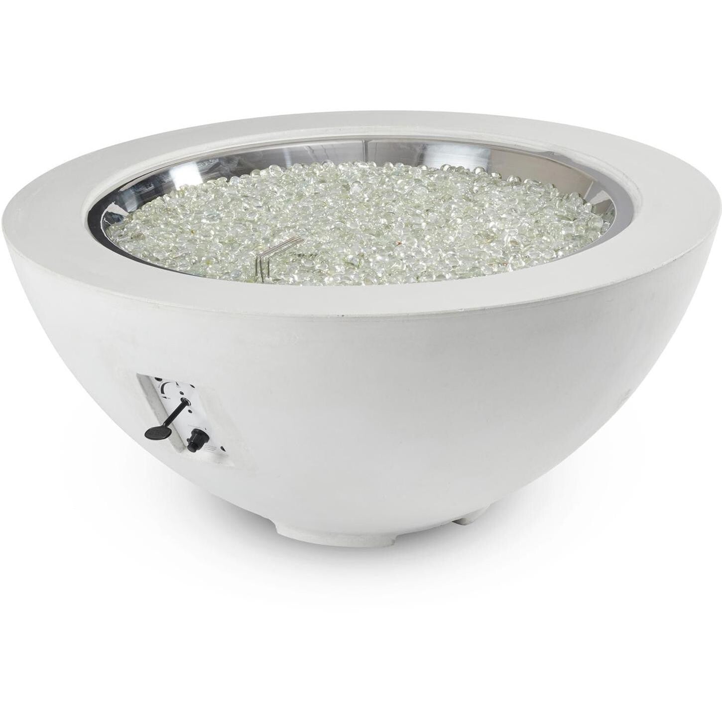 Villa View 42-Inch Round Glass Fiber Reinforced Concrete Natural Gas Fire Bowl in White