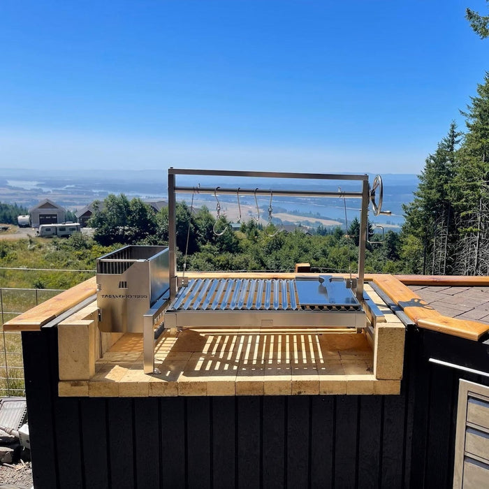 Tagwood BBQ Insert Style Argentine Santa Maria Wood Fire & Charcoal Grill W/ V-Shaped Grates - BBQ09SS-V