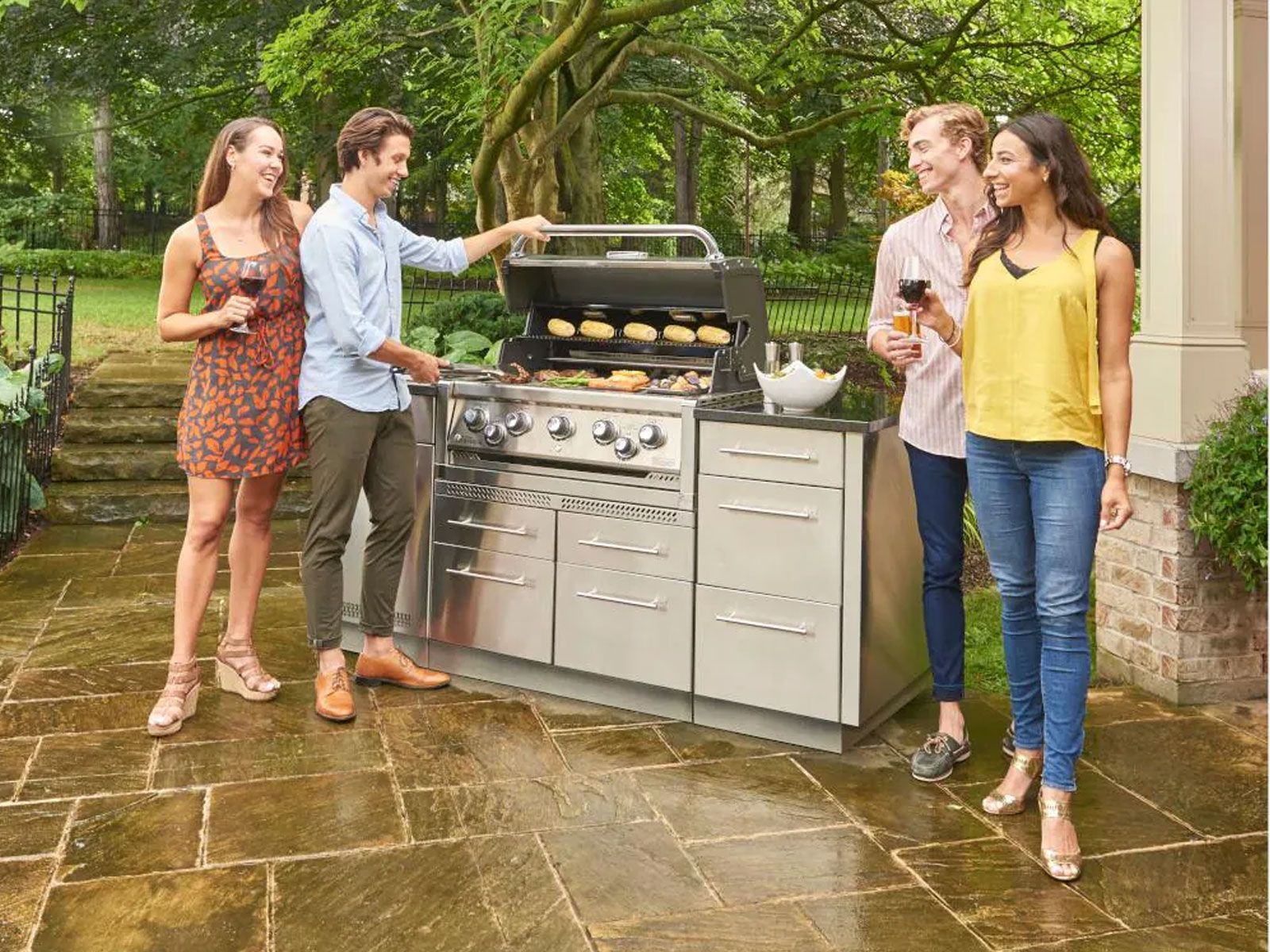 Broil King Imperial S 590i 5-Burner Gas Grill Island With Rotisserie & Side Burner