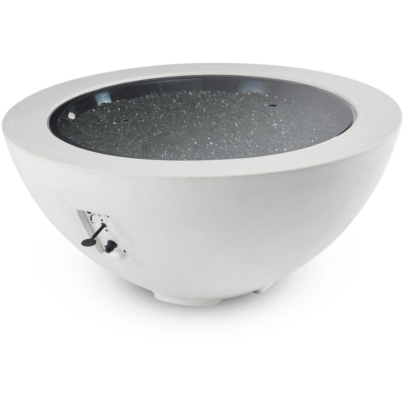 Villa View 42-Inch Round Glass Fiber Reinforced Concrete Natural Gas Fire Bowl in White