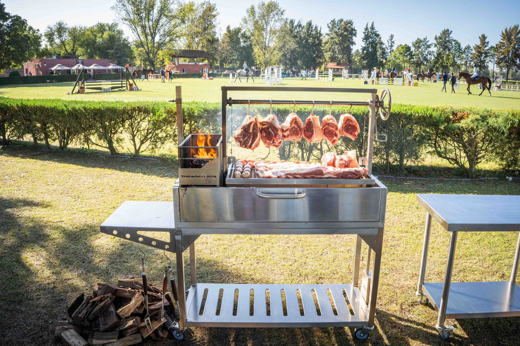 Tagwood BBQ Fully Assembled Argentine Santa Maria Wood Fire & Charcoal Grill - All Stainless Steel - BBQ03SSF
