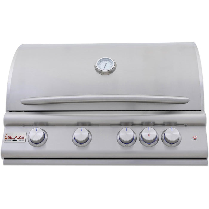 Blaze Premium LTE+ Marine Grade 32-Inch 4-Burner Built-In Gas Grill With Rear Infrared Burner & Lift-Assist Hood