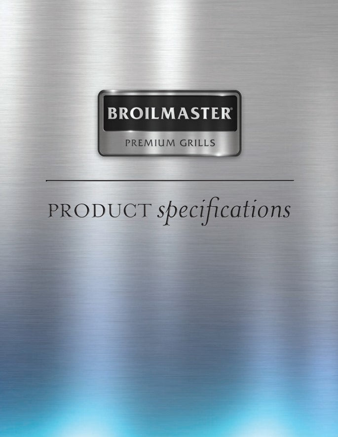Broilmaster premium grills product specifications on a metallic background
