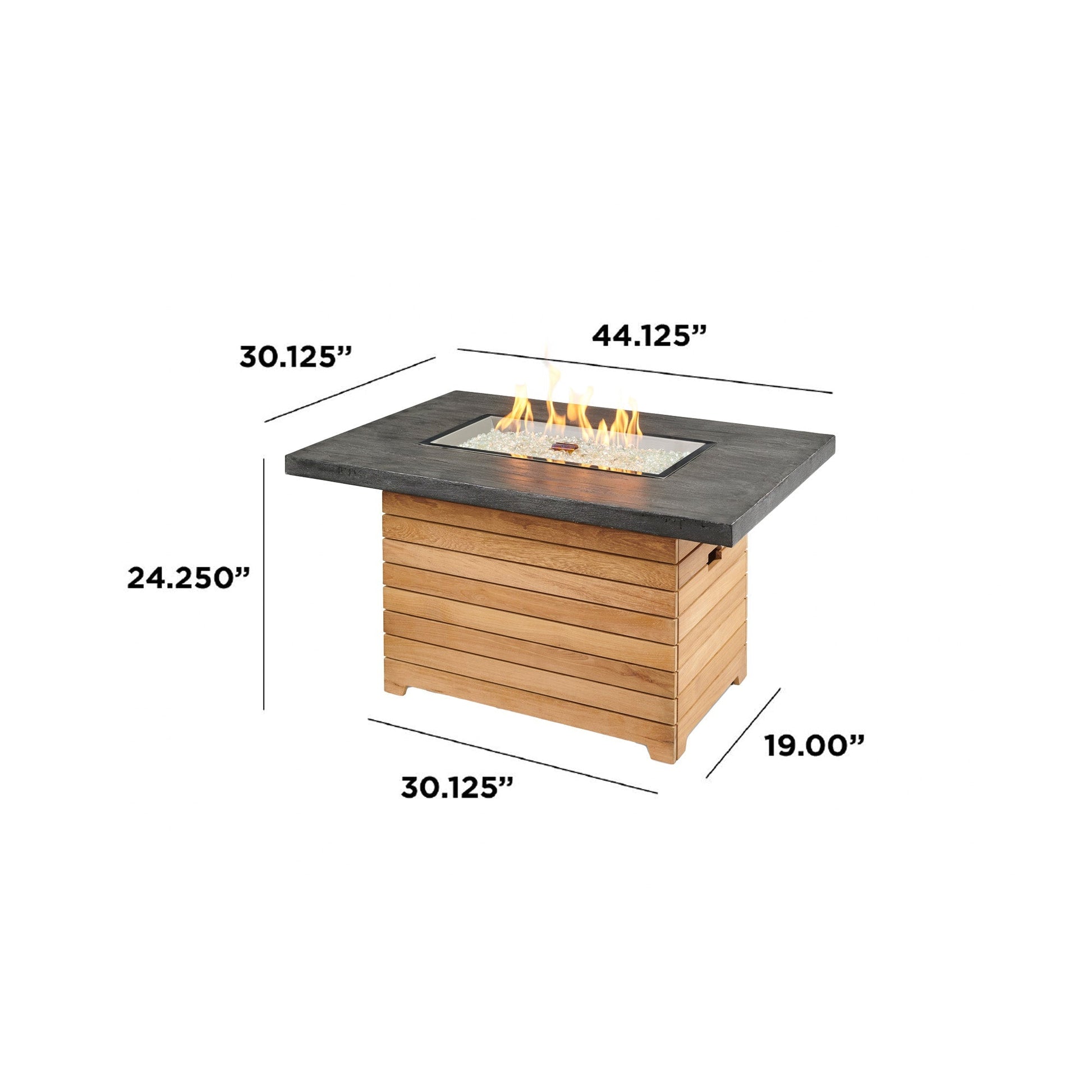 Darien 42-Inch Rectangular Gas Fire Pit Table