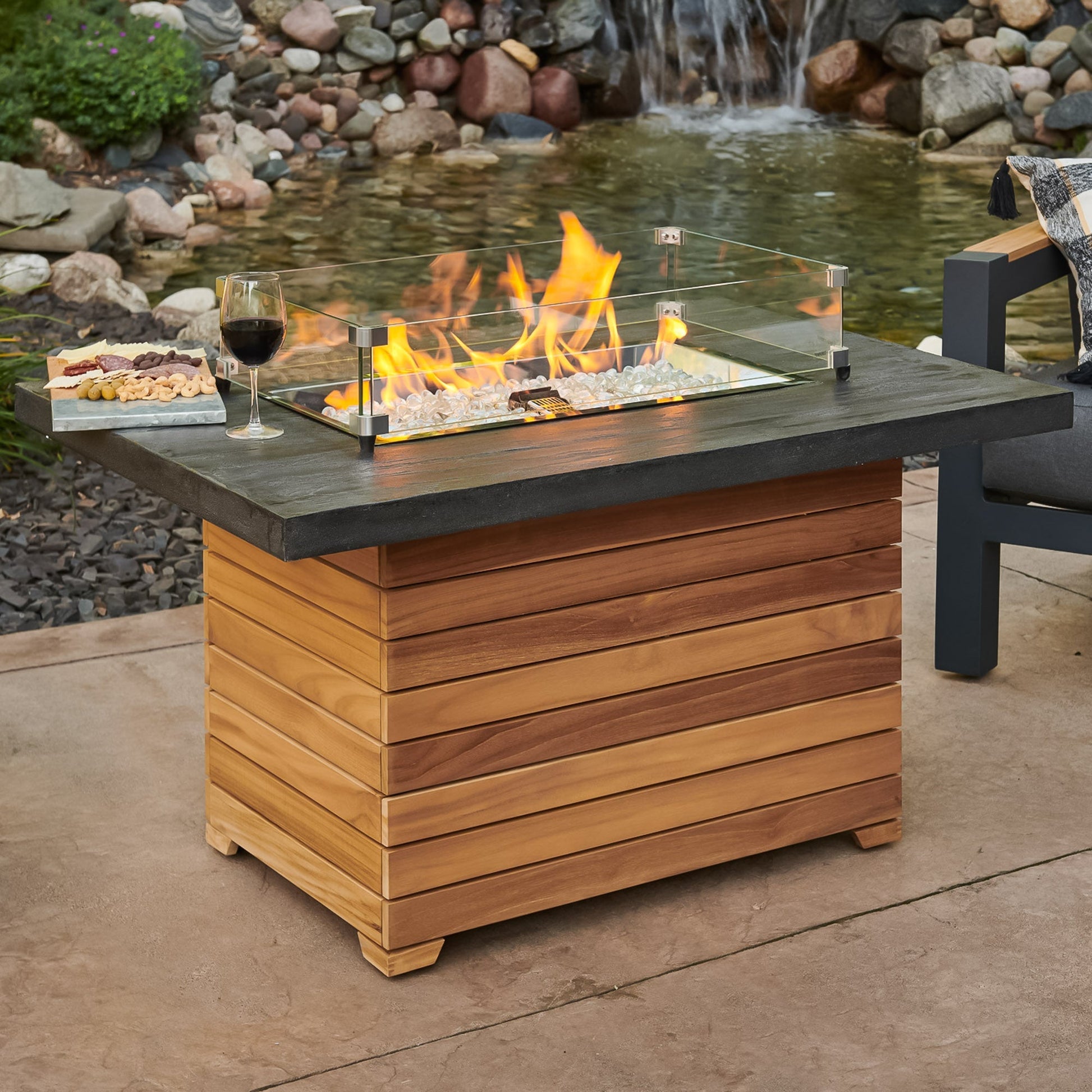 Darien 42-Inch Rectangular Gas Fire Pit Table