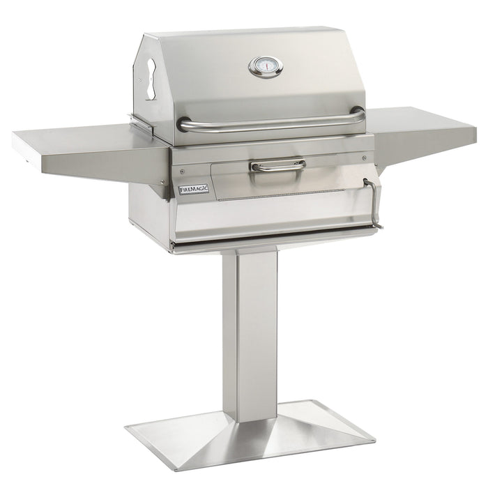 Fire Magic 24-inch Charcoal Patio Post-Mount Grill with Smoker Hood (22-SC01C-P6)