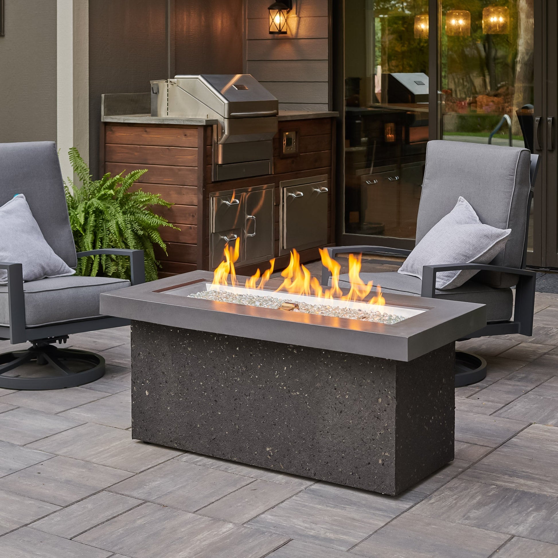 Key Largo 48 Inch Rectangular Stucco Natural Gas Fire Pit Table