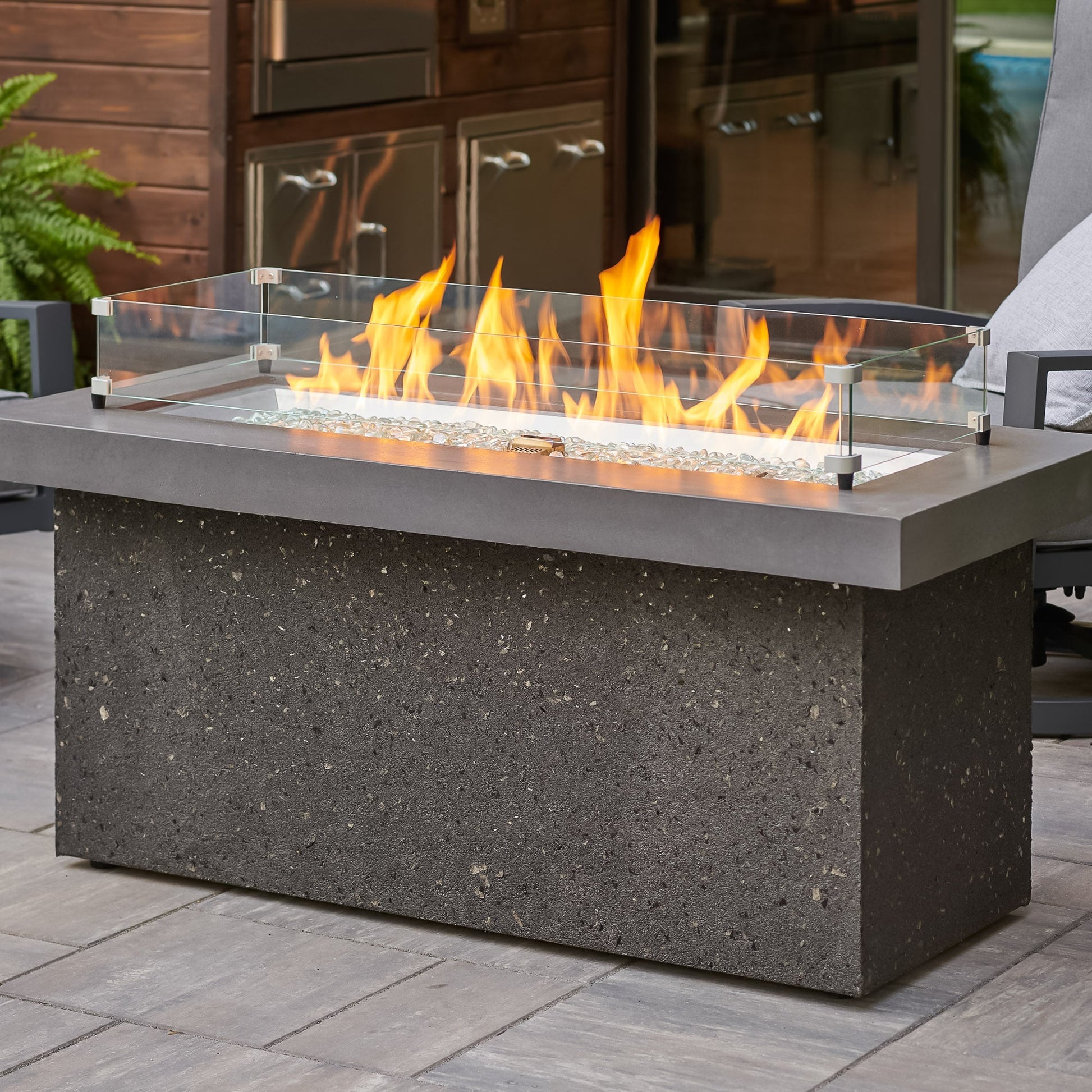 Key Largo 48 Inch Rectangular Stucco Natural Gas Fire Pit Table