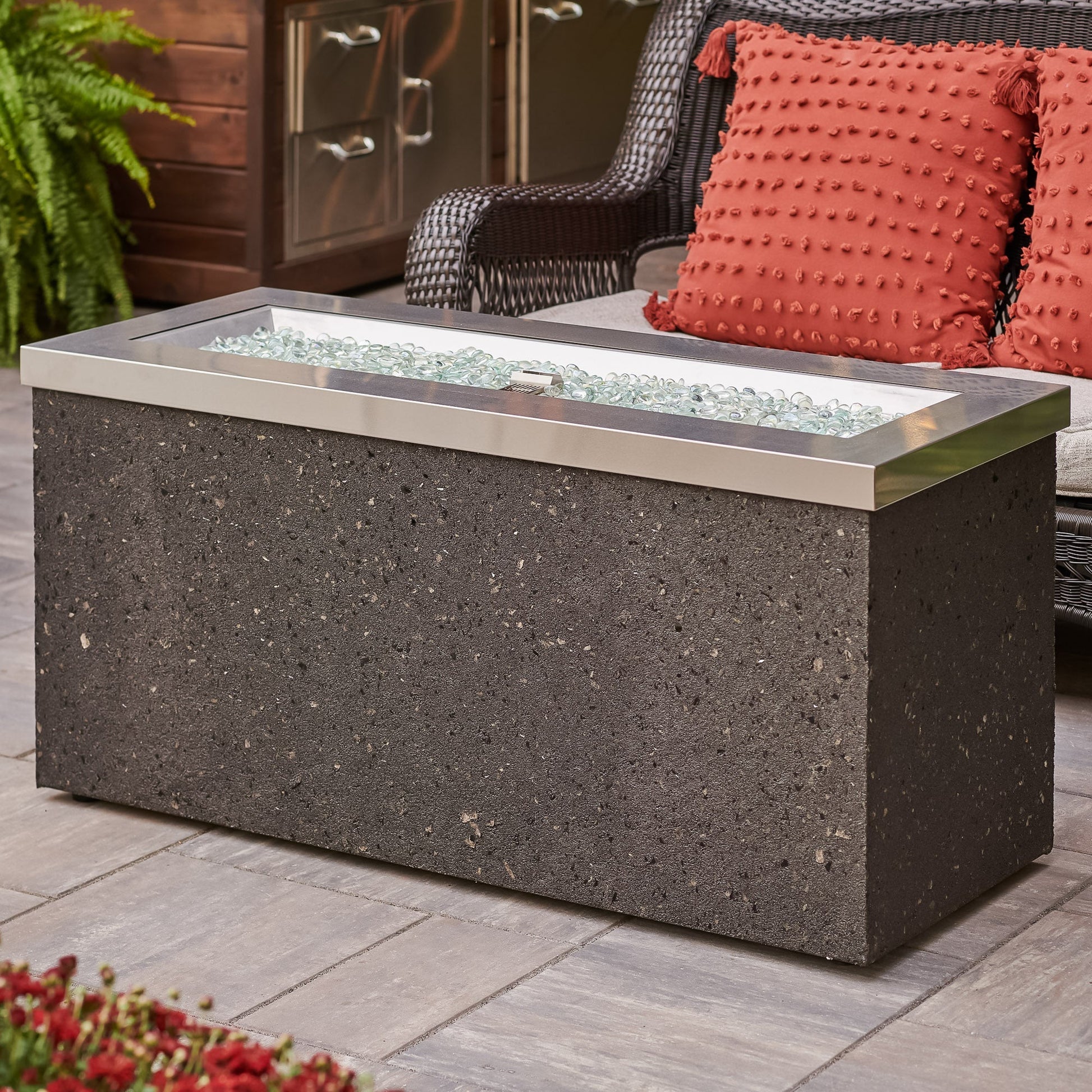 Key Largo 48 Inch Rectangular Stucco Natural Gas Fire Pit Table