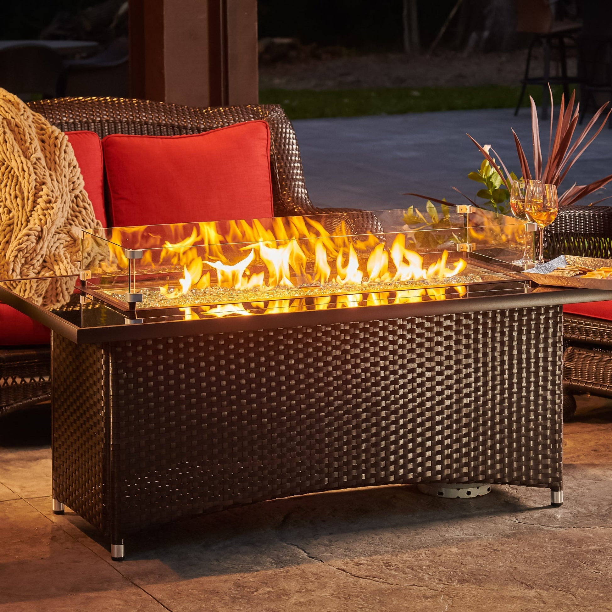 Montego Linear Gas Fire Pit Table