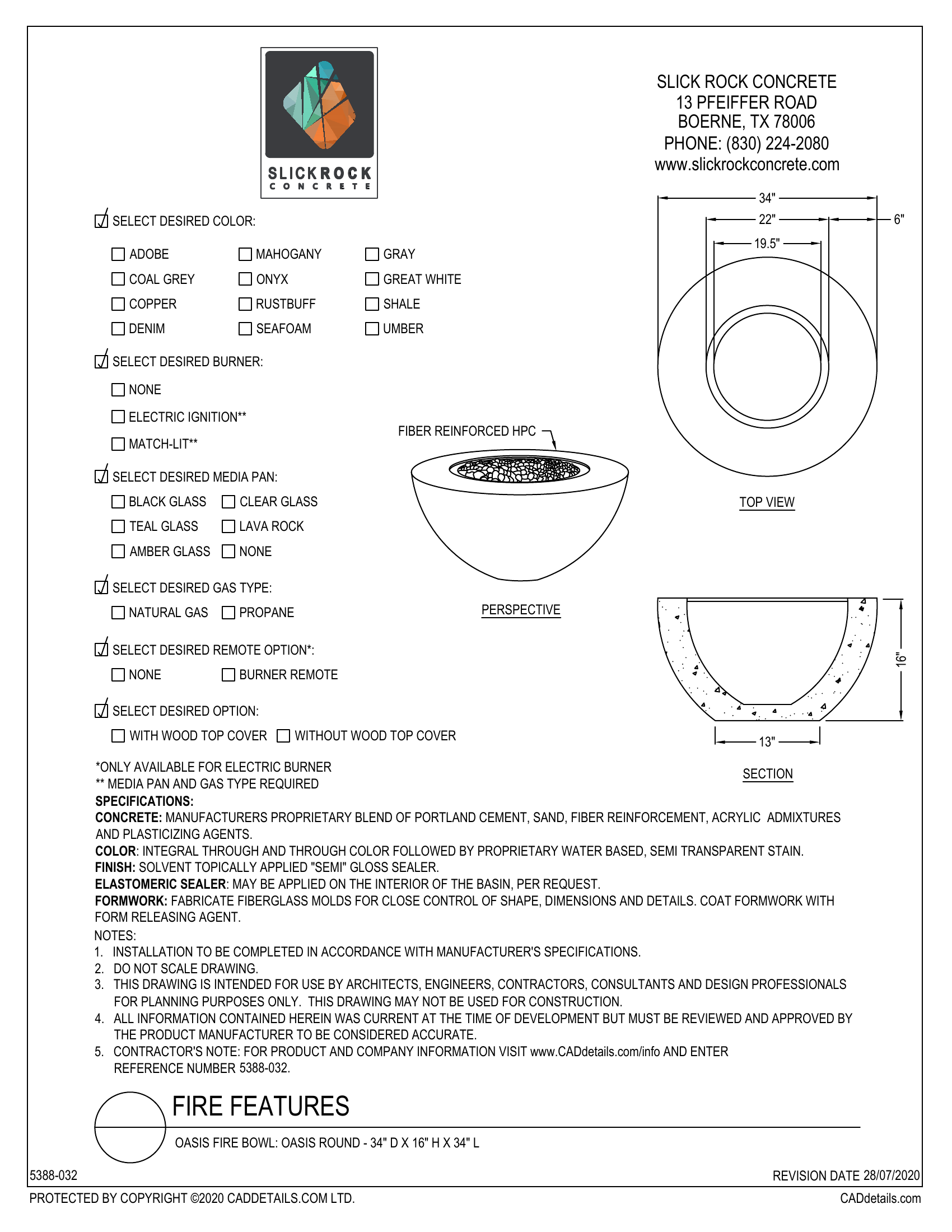 Oasis Series 34-inch Fire Bowl