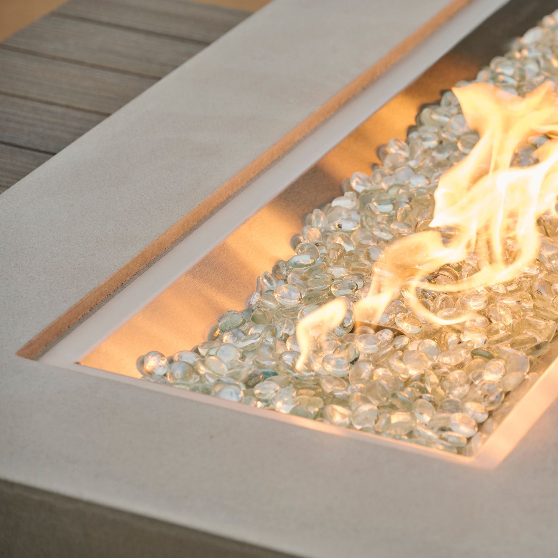 Uptown Coastal Grey Linear Gas Fire Pit Table