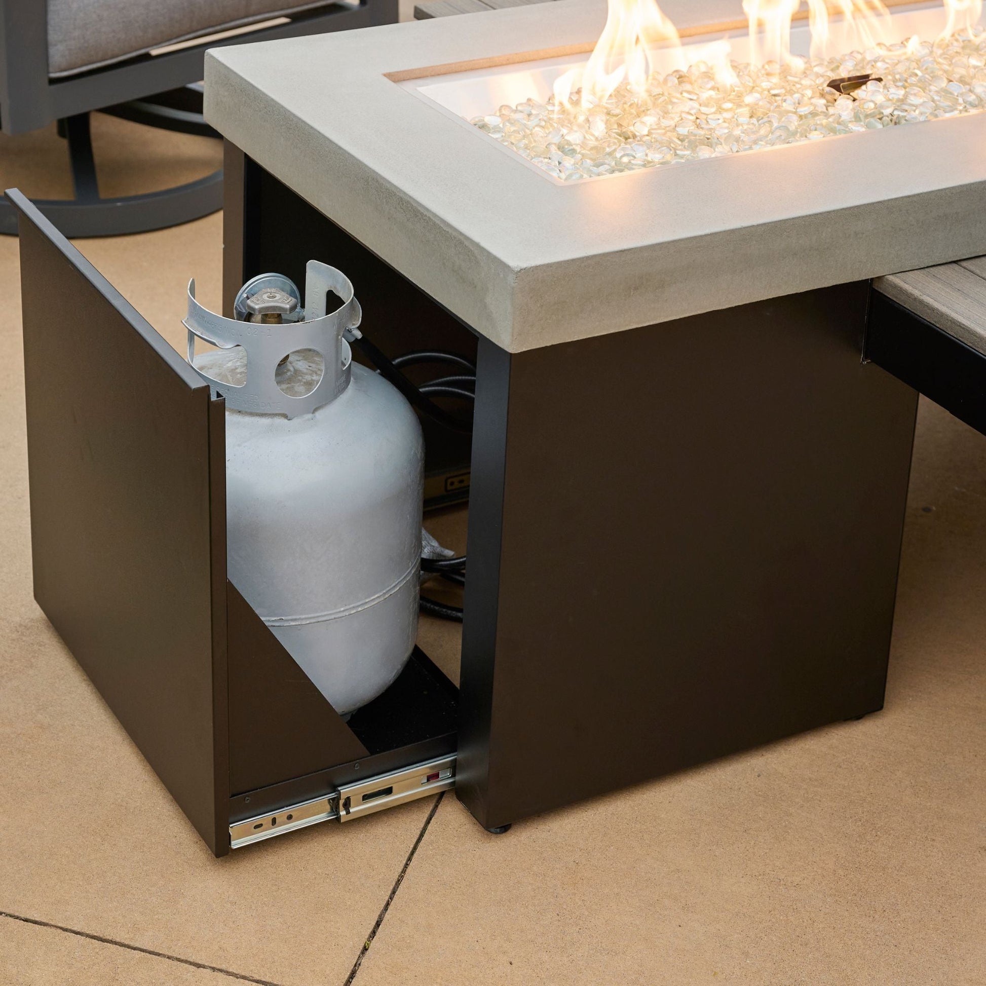 Uptown Coastal Grey Linear Gas Fire Pit Table