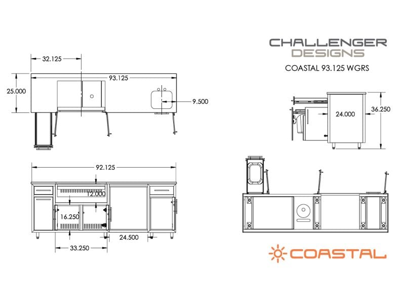 Challenger Designs 7 3/4-Ft Outdoor Kitchen Island with 32-Inch Napoleon Gas Grill, 24-Inch Refrigerator and Sink
