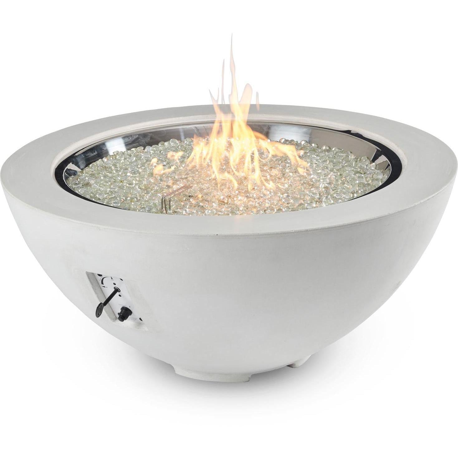 Villa View 42-Inch Round Glass Fiber Reinforced Concrete Natural Gas Fire Bowl in White
