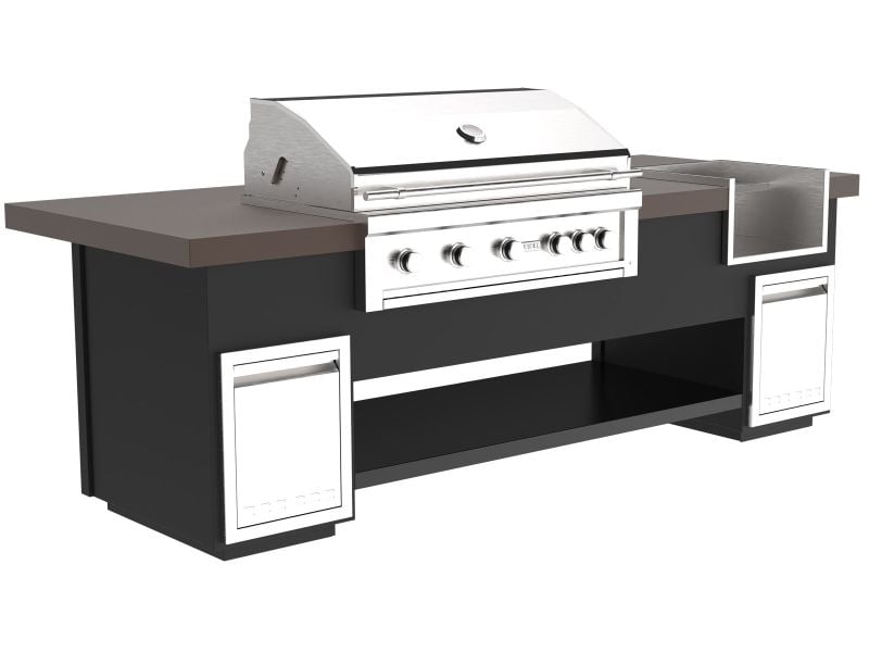 Videl 9-Ft Maestro Outdoor Kitchen Island with Gran Fuego 42-Inch 5-Burner Gas Grill and Margarita Center