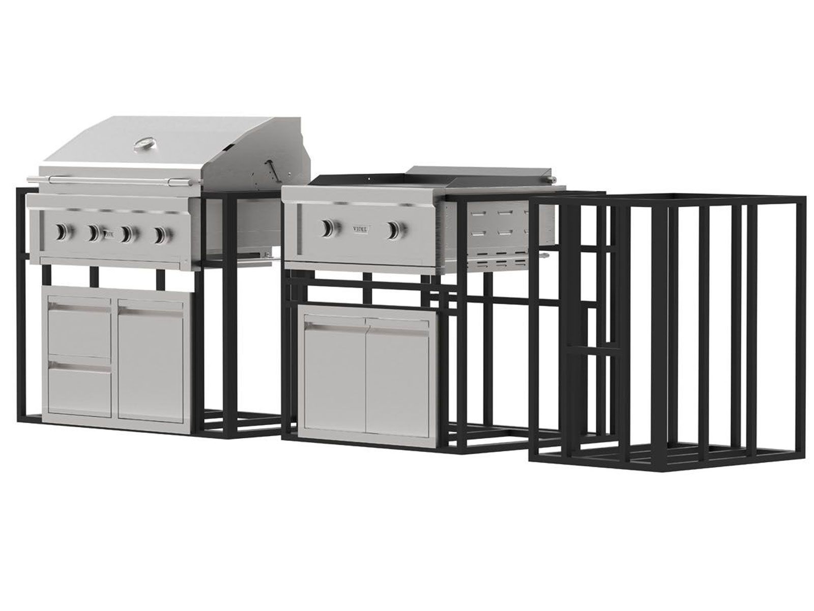 Videl 9-Ft Outdoor Kitchen Island with Gran Fuego 36-Inch 4-Burner Gas Grill