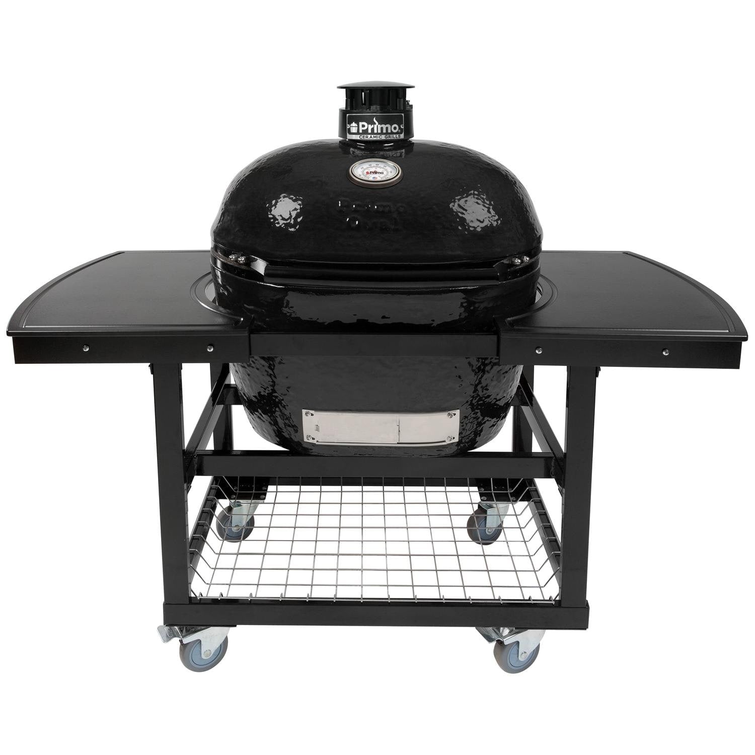 Versatile Primo Oval XL 400 Ceramic Kamado Grill with Steel Cart