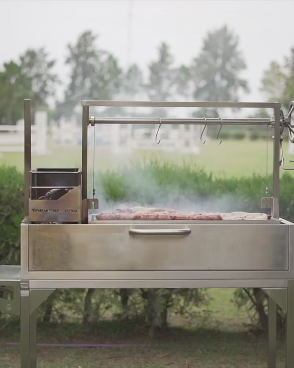 Tagwood BBQ Fully Assembled Argentine Santa Maria Wood Fire & Charcoal Grill - All Stainless Steel