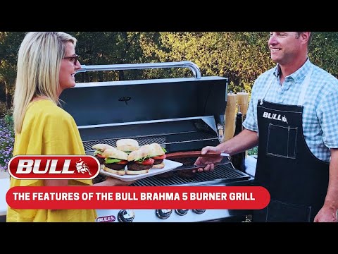 Bull Brahma 38-Inch 5-Burner Built-In Gas Grill With Rear Infrared Burner & Rotisserie Kit