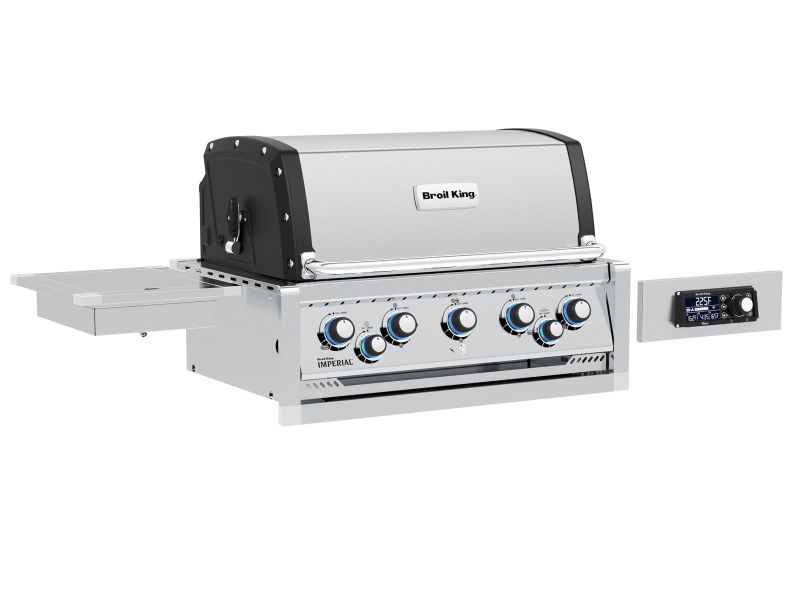 Broil King 111 x 70-Inch Outdoor Kitchen Island with Imperial QS 590i 5-Burner Gas Grill, Rotisserie, Side Burner, Refrigerator & iQue™ Technology Control