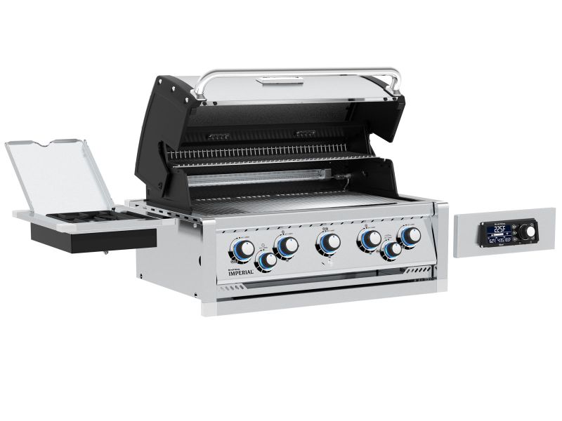 Broil King 111 x 70-Inch Outdoor Kitchen Island with Imperial QS 590i 5-Burner Gas Grill, Rotisserie, Side Burner, Refrigerator & iQue™ Technology Control