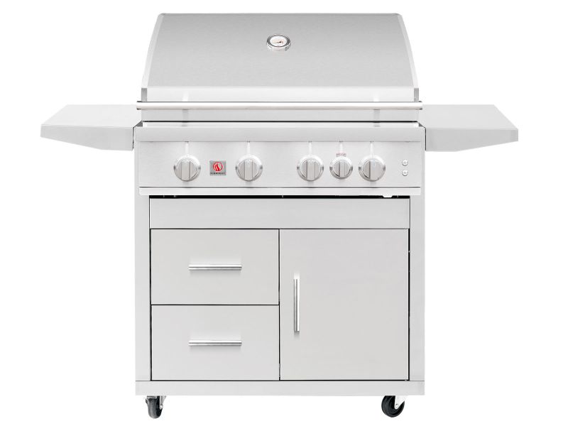 Summerset Sizzler Pro 32-inch 4-Burner Freestanding Gas Grill w/ Rear Infrared Burner on Deluxe Cart