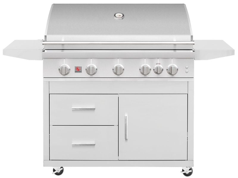 Summerset Sizzler Pro 40-Inch 5-Burner Freestanding Gas Grill With Rear Infrared Burner on Deluxe Cart