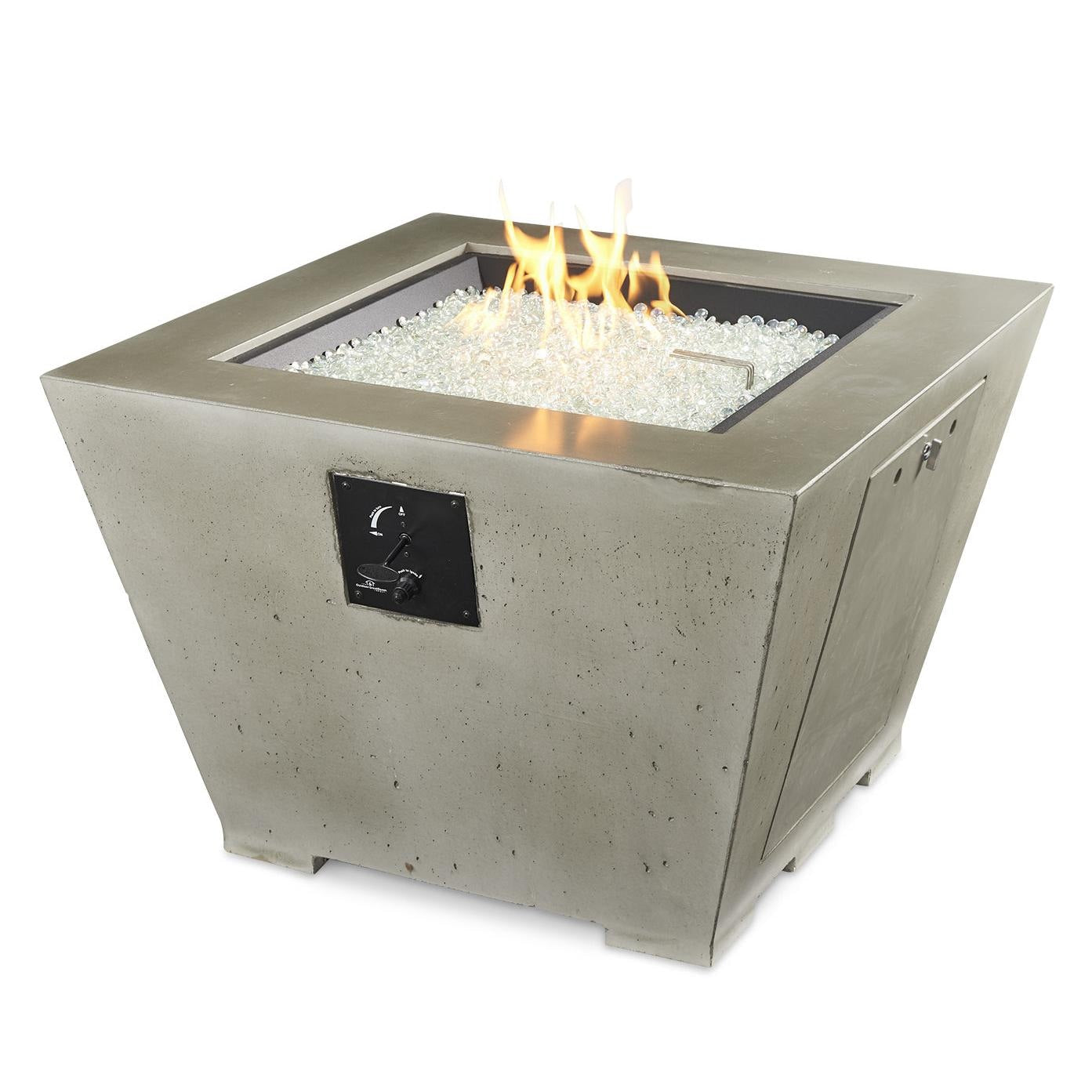 Cove 37-Inch Square Glass Fiber Reinforced Concrete Propane Fire Bowl in Natural Gray