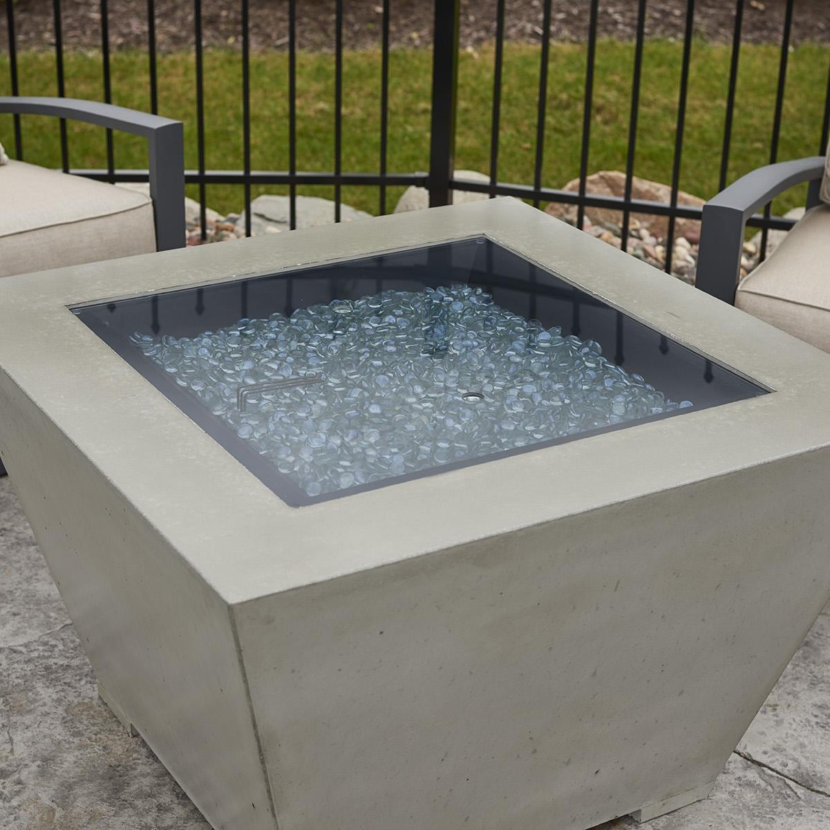 Cove 37-Inch Square Glass Fiber Reinforced Concrete Propane Fire Bowl in Natural Gray
