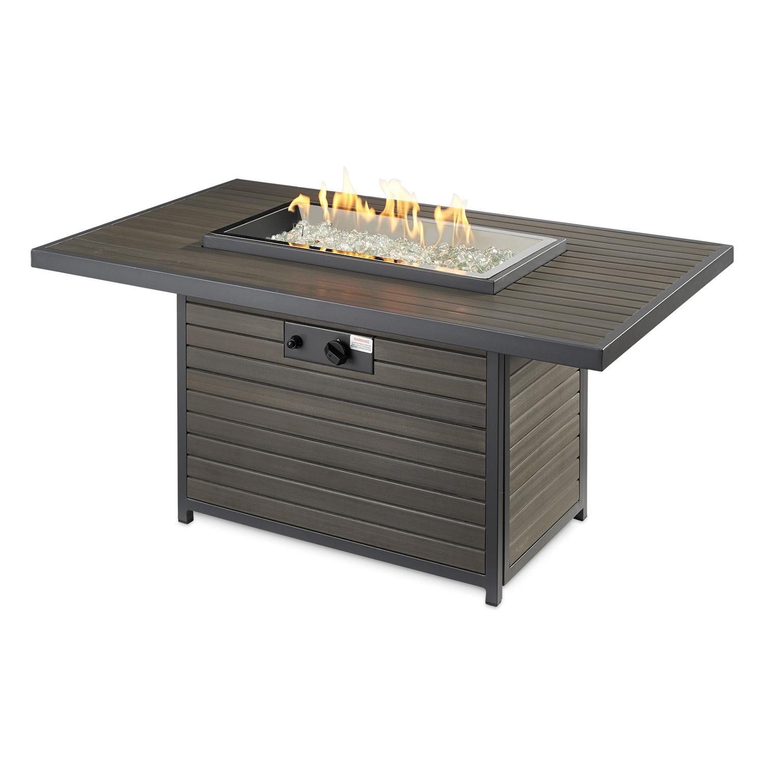 Brooks 50-Inch Rectangular Cast Aluminum Natural Gas Fire Pit Table in Taupe