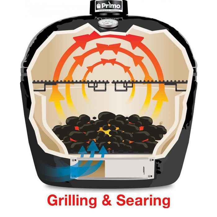 Versatile Primo Oval XL 400 Ceramic Kamado Grill with Steel Cart
