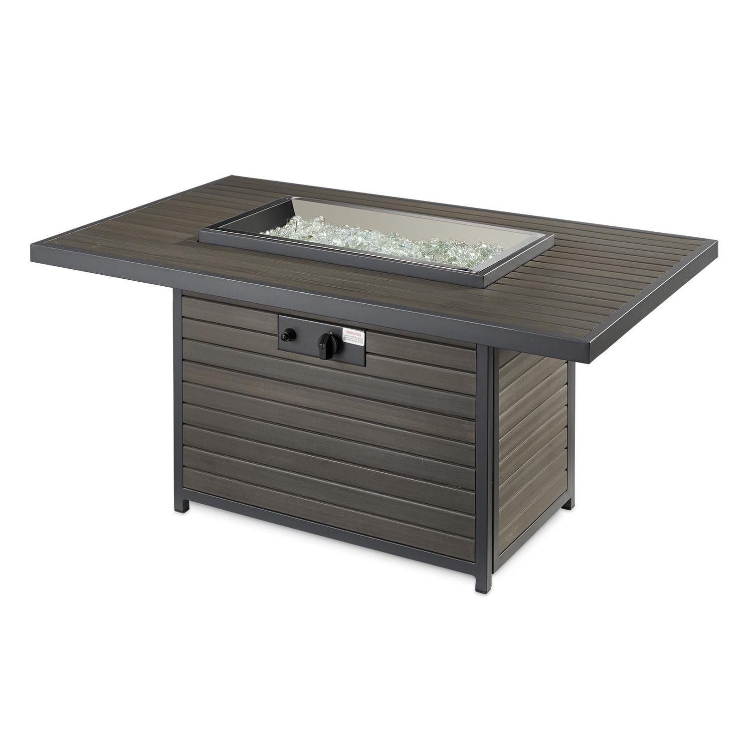 Brooks 50-Inch Rectangular Cast Aluminum Natural Gas Fire Pit Table in Taupe