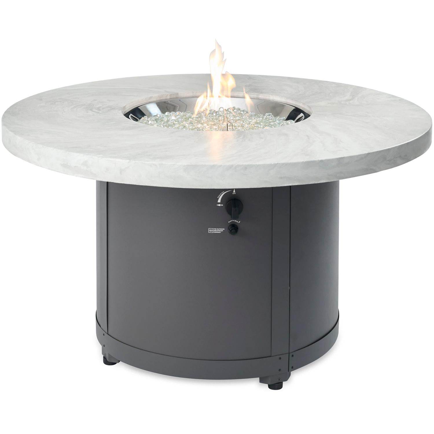 Beacon 48-Inch Round Powder Coated Steel Propane Fire Pit Table in White