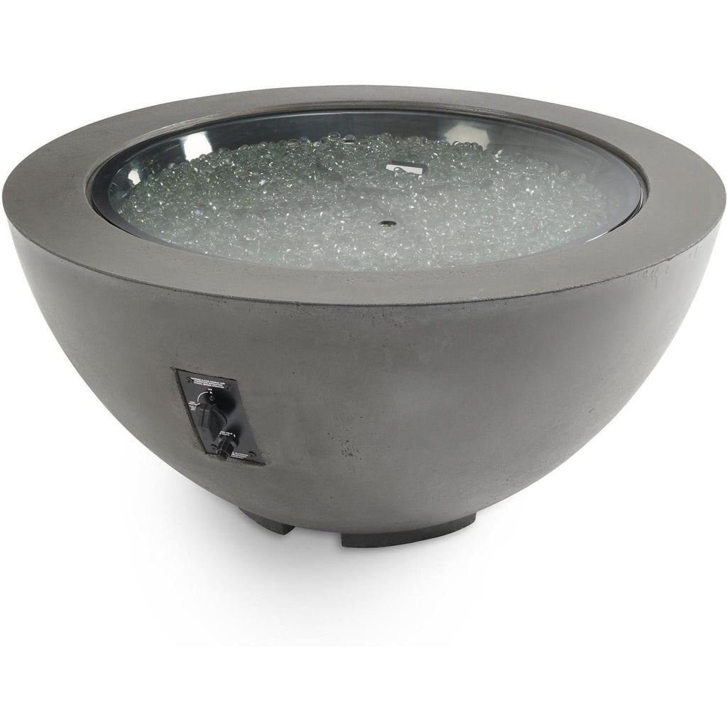 Villa View 42-Inch Round Glass Fiber Reinforced Concrete Propane Fire Bowl in Midnight Mist