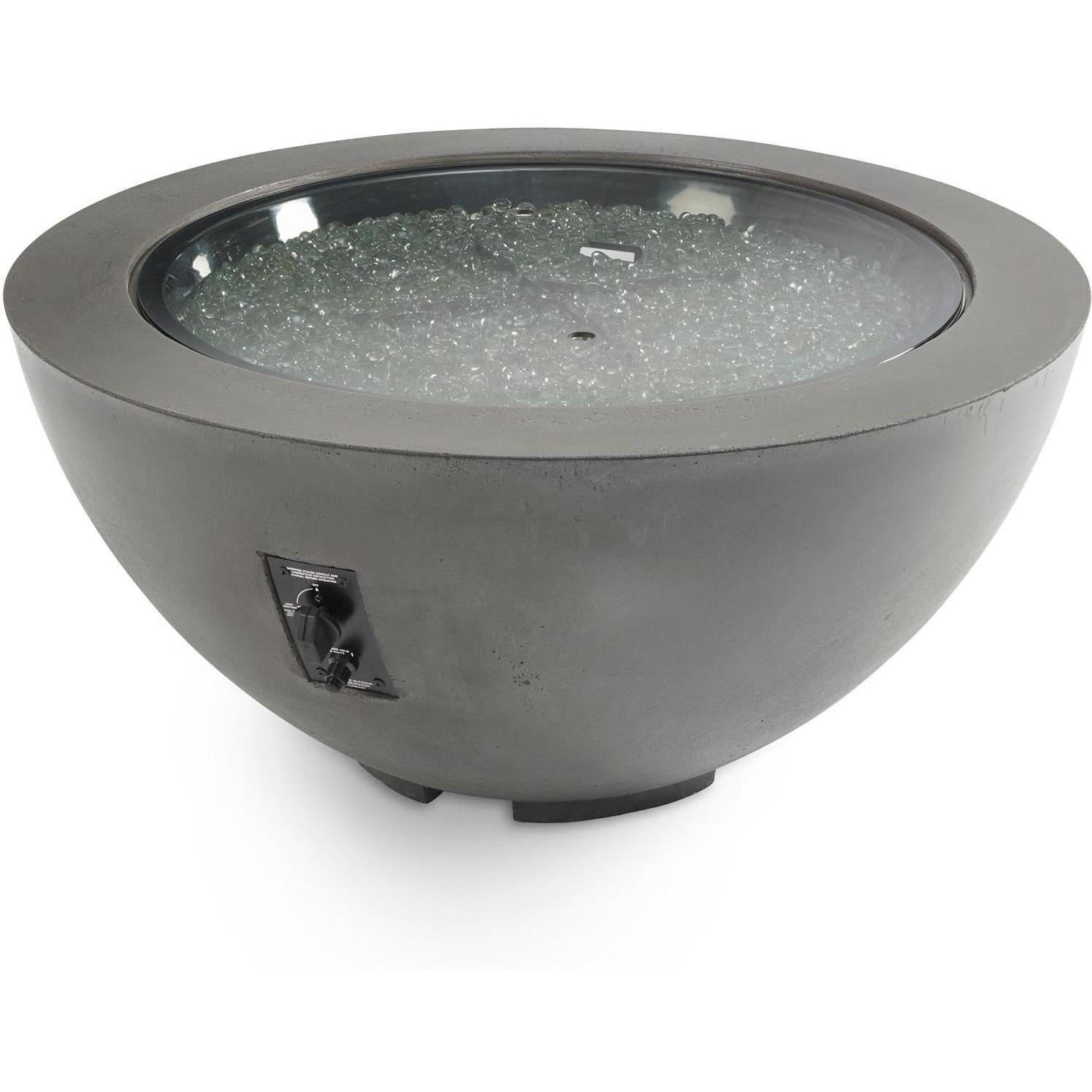 Villa View 42-Inch Round Glass Fiber Reinforced Concrete Propane Fire Bowl in Midnight Mist