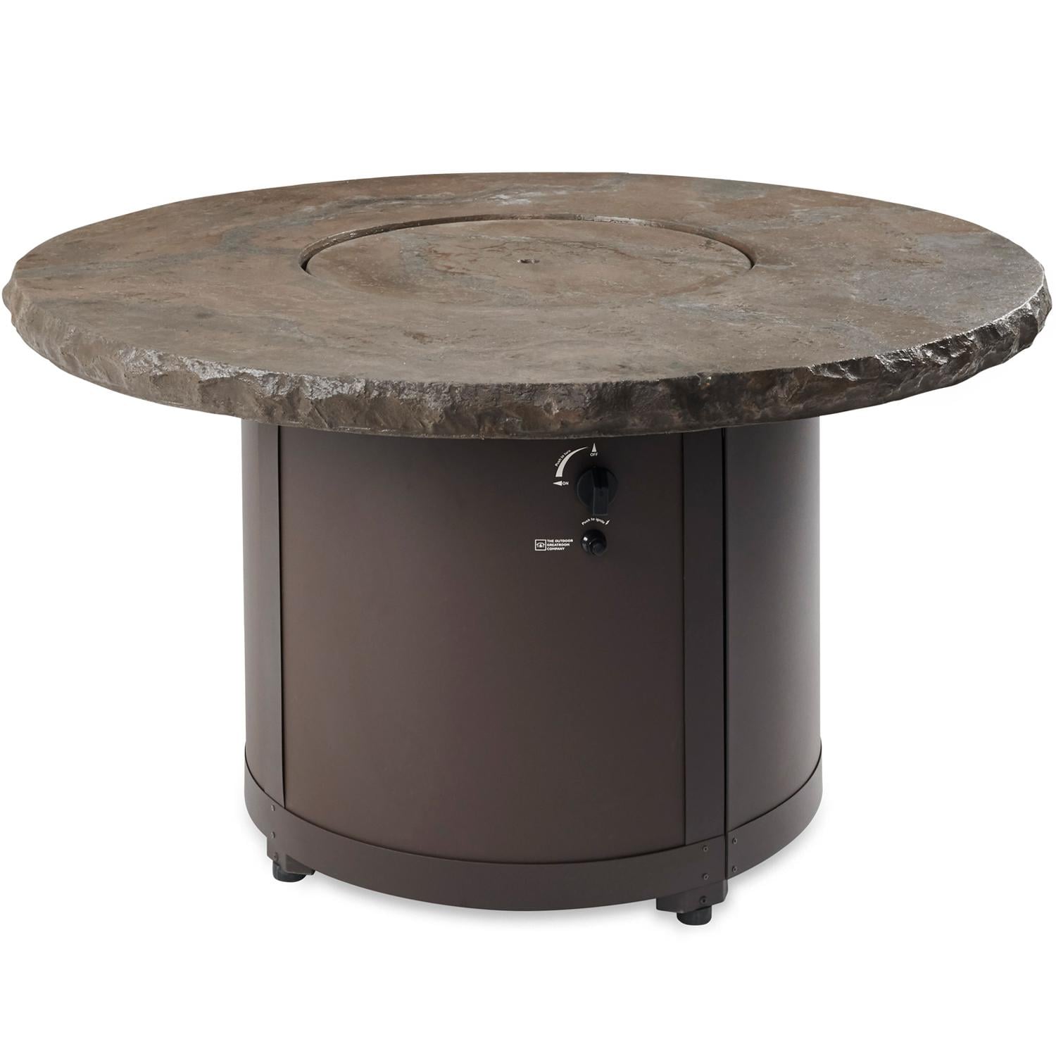Beacon 48-Inch Round Powder Coated Steel Propane Fire Pit Table in Brown