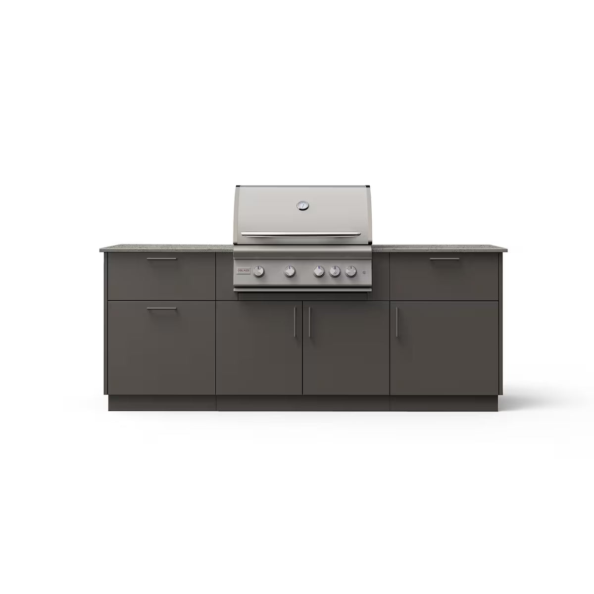 Blaze Sunrise 8-Ft Outdoor Kitchen Island w/ 32-Inch LTE+ Propane Grill in Gunmetal w/ Keon Countertop