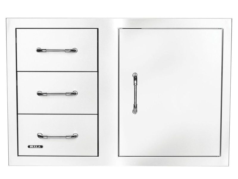 Bull 30-Inch Stainless Steel 3 Drawer Door Combo with Reveal