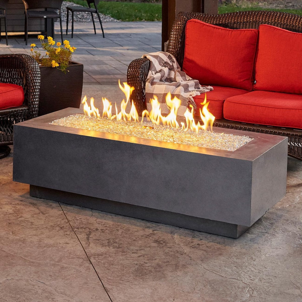 Cove 54-Inch Rectangular Glass Fiber Reinforced Concrete Natural Gas Fire Pit Table in Midnight Mist