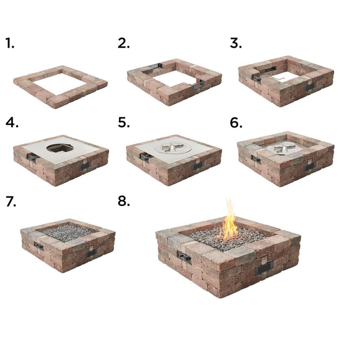 Bronson 51-Inch Square Concrete Fire Pit in Brown