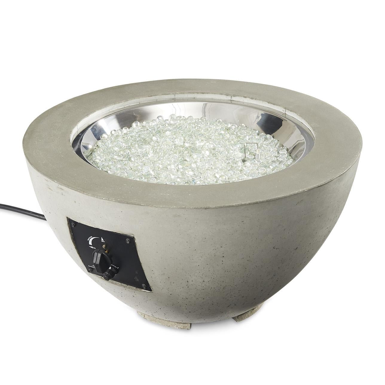Cove 29-Inch Round Glass Fiber Reinforced Concrete Propane Fire Bowl in Natural Gray