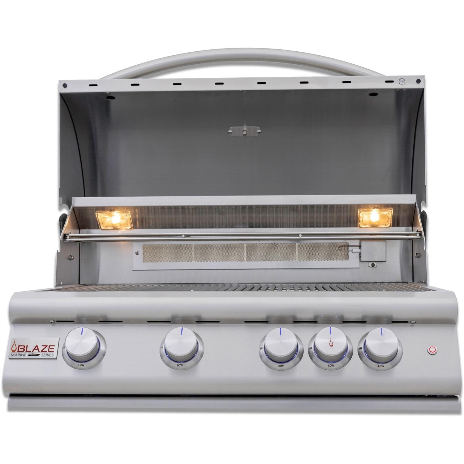 Blaze Golden Hour 10-Ft Outdoor Kitchen Island w/32-Inch Marine Grade LTE+ Propane Grill, Fridge & Sink (Various Colors)