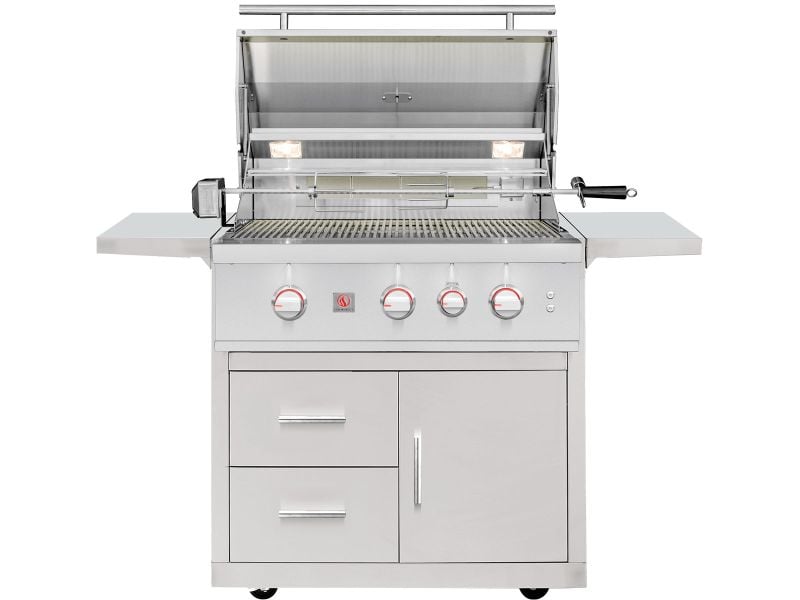 Summerset TRL Pro 32-Inch 3 Burner Freestanding Gas Grill With Rear Infrared Burner and Rotisserie Kit On Deluxe Cart (TRLPRO32+DCCART)