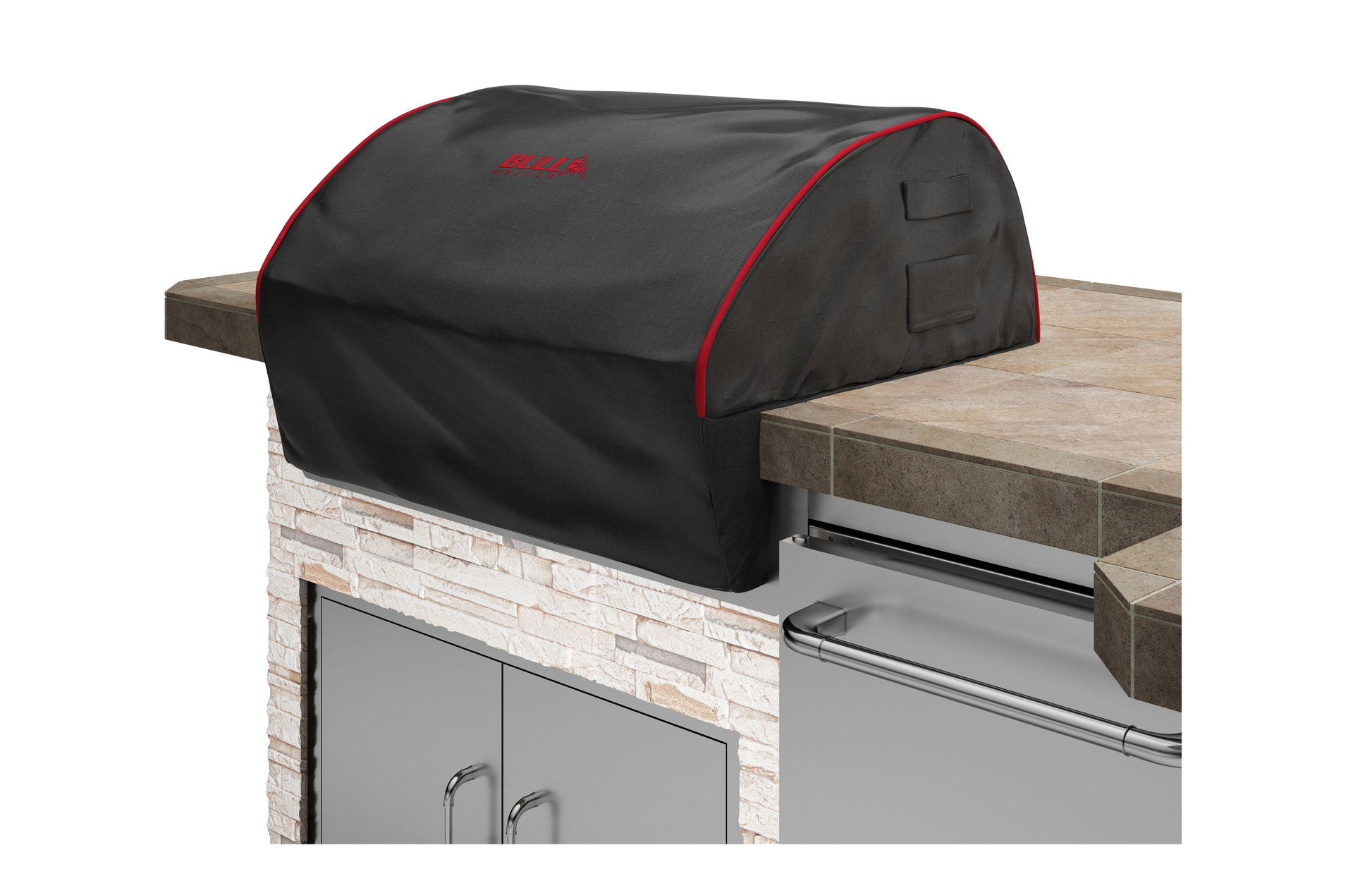 Bull Grill Cover For 38-Inch Black Red Piping & Stitched Logo (56006)