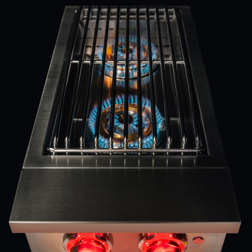 TrueFlame Built-In Double Side Burner with LED Lighting & Stainless Steel Lid (TFSB2)